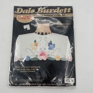 Dale Burdett Designer Collar Kit Pre Finished Applique Floral CO 103 Vtg New